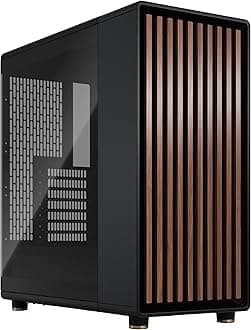 North Charcoal Black - Wood Walnut front - Mesh side panels - Two 140mm Aspect PWM fans included - Type C USB - ATX Airflow Mid Tower PC Gaming Case