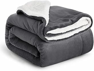 IR Imperial Rooms Sherpa Blankets Queen Size - Thick and Warm Blankets for Winter, Reversible Soft and Fuzzy Fluffy Queen Size Blanket for Bed, Grey, 90x90 Inches