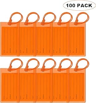100 Pack Luggage Tags for Suitcases, Airplane Travel Essentials for Flying, International Travel Must Haves, and Luggage Accessories by Sodsay