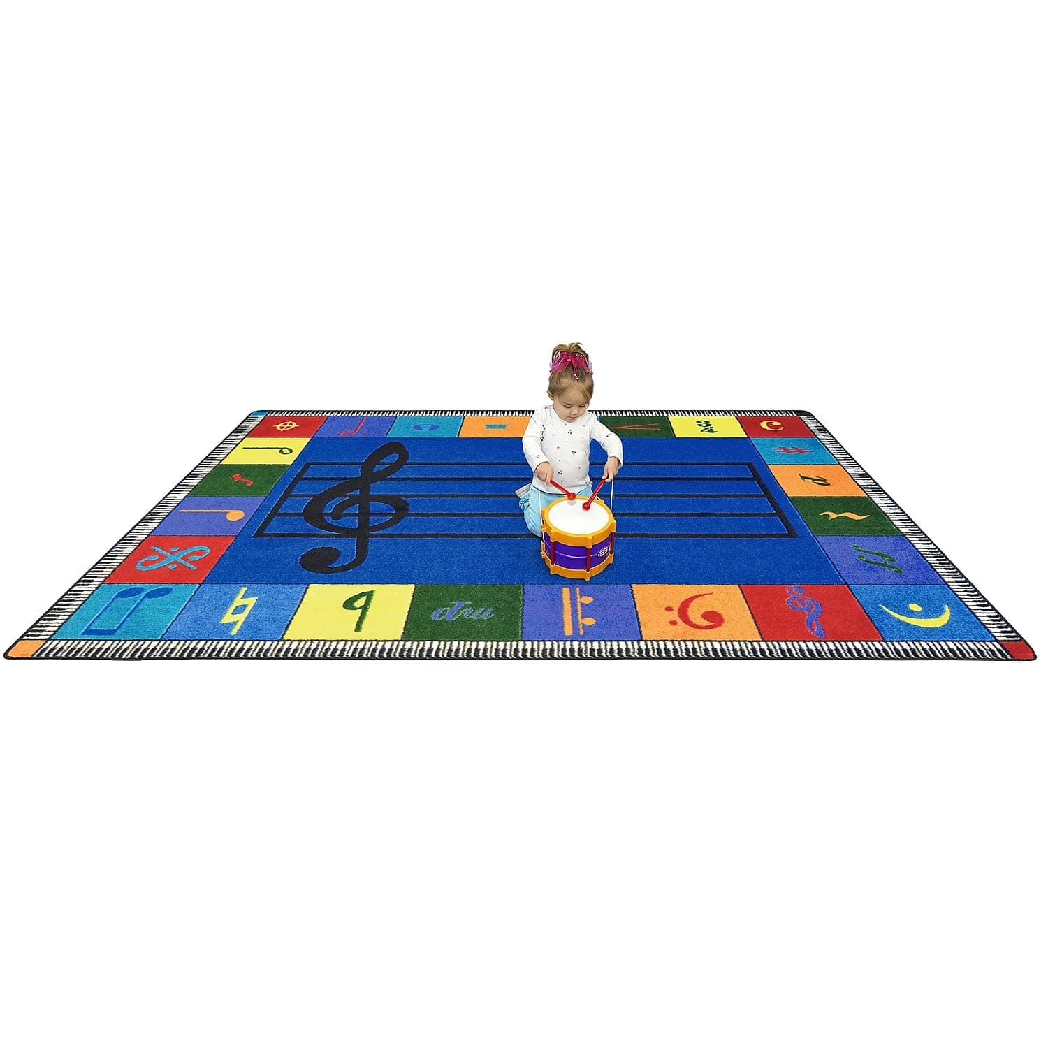 Joy Carpets Kid Essentials Music and Special Needs Elementary Note Worthy Rug, Multicolored, 5'4" x 7'8"