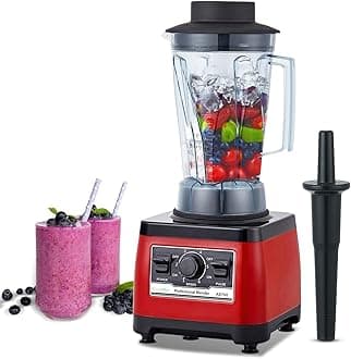 Heavy Duty Professional Blender, Peak 2200W Commercial Grade Bar Blender With 70Oz Container For Shakes, Smoothies, Ice Crushing, Frozen Fruits, Soups, Dry Grinding (Red)