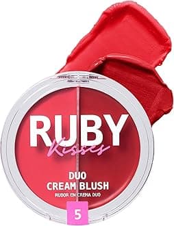 Ruby Kisses Duo Cream Blush, Smooth, Natural-Looking, Long-Lasting Face Makeup Blush for Cheeks, Lips, and Eyes, Buildable and Blendable, Infused with Green Tea, Aloe Vera Extract, and Hyaluronic Acid
