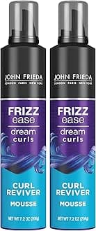 John Frieda Anti Frizz, Frizz Ease Dream Curls Curl Reviver Mousse, Enhances and Moisturizes Natural Curles, Creates a Soft Flexible Hold for Curly or Frizzy Hair, Alcohol-Free, 7.2 Oz, Pack of 2