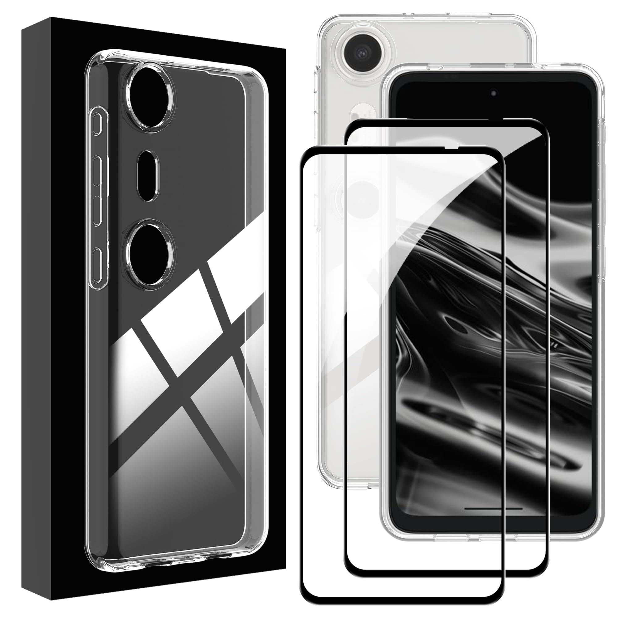 For XREAL Beam Pro Case with Screen Protector (2-Pack), Full-coverage HD Scratch Resistance 9H Tempered Glass,Transparent TPU, Slim Thin Drop Proof Cover