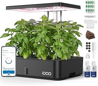 Hydroponic Grow System, Wi-Fi Smart Garden with LED Plant Light, Indoor Vegetable Garden, Silent Fan, Adjustable Height Up to, 12 Pods