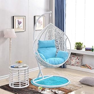 Blissful Backyards India Single Seater Swing Chair with Stand & Cushion Outdoor Indoor Balcony Garden Patio,Powder Coated Frame,UV Protected Wicker,Premium Cushion AF_in_040