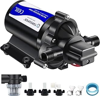 Self-Priming Water Transfer Pump 12v DC, 4GPM 45PSI High Pressure Booster Pump, RV Electric Diaphragm Pump 3.1 Bar Garden Sprinkler Pump for Home Kitchen Bathroom Marine Yacht