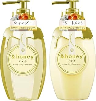 &-honey Pixie Moist Japanese Shampoo and Conditioner Set (440 mL) | For Straight, Fine, Dry Hair | Deep Hydration, Shine Enhancing, Lightweight Finish