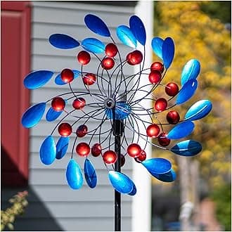 Solar Wind Spinners for Yard and Garden - Metal Wind Spinners Outdoor, Wind Sculptures for Birthday Gifts Decorations(80'' x 24'')
