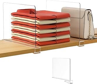 HBlife 1 Pack Clear Shelf Dividers, Vertical Purse Organizer for Closet Perfect for Sweater, Shirts, Handbags in Bedroom and Kitchen, Adjustable Acrylic Bookshelf for Organization