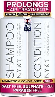 NYK1 Sulphate Free Hair Shampoo And Conditioner Set (500ml x2) Sulfate Free Shampoo And Conditioner Sets for Extensions, Colour and Keratin Treatment - Gentle Cleansing and Prevents Breakage