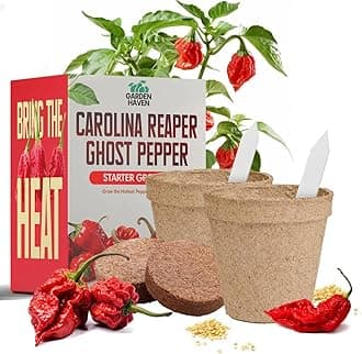 Carolina Reaper Ghost Pepper Grow Kit - All in One Starter Grow Kit - Bhut Jolokia Reaper Seeds, Grow The Hottest Peppers Garden Grow Kit Seeds Included