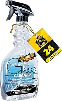 Meguiar's Perfect Clarity Glass Cleaner, Keep Windows, Windshields, and Mirrors Gleaming using a Premium Anti-Hazing Formula that Leaves a Superior Streak Free Finish, 24 Oz