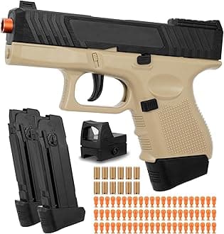 Soft Bullet Gun with Ejecting Shells, Realistic Toy Pistol for Boys, Tactical Toy Pistol with Scope, Birthday Gifts for Boys Girls Age 8+ (Sand)