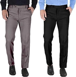 MARK LEWISMen's Polycotton Formal Trouser - Comfortable, Stylish Office wear, combatable Pants for Daily Purpose, Ideal for Business & Casual Occasions - Pack of 2