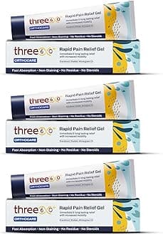 three60+ RAPID PAIN RELIEF Gel | Get Immediate and Long Lasting Relief from Arthritis Pain | Erandmool, Nirgundi, Wintergreen Oil, and Shallaki | Fast-Absorption | Non-Staining | 50g Gel Pack of 3