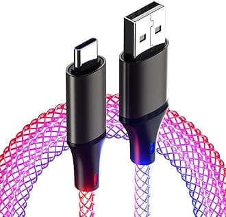 USB A to USB C Charger Cable with RGB LED Breathing Light for Car or Darkness, 66w Fast Charging USB C Cable Compatible With Samsung Galaxy S24/S23/S22/S21,Honor X6a, Redmi A2, etc. (3.3ft/1m)