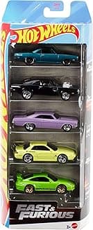 Hot Wheels Fast & Furious Toy Cars, Set of 5 1:64 Scale Die-Cast Vehicles Inspired By & Seen in the Fast Movies