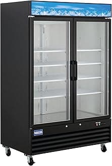 Commercial Display Merchandising Refrigerator- 2 Self Closing Swing Door, 53" W, Black (67K-206)