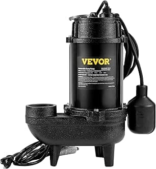 3/4 HP Submersible Sewage Pump, Cast Iron Submersible Sump Pump, Wear-proof Cast Iron Construction, with Tethered Float Switch, 10 FT Power Cord