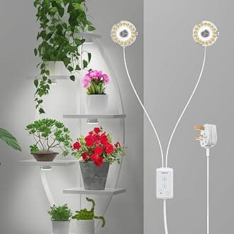 2-Head Stick on Grow Light for Indoor Plants,10W(150 Watt Equiv) Full Spectrum LED Plant Lamp with Timer 4H/8H/12H, Ceramic Tech for Seedlings Flowers Succulents
