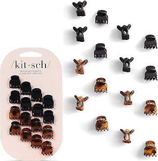 Kitsch Small Hair Clips for Women - Stylish Baby Hair Clips | Stays In Place Without Pulling or Snagging | Durable Plastic, Sturdy - Tortoise & Black, 16 Pcs