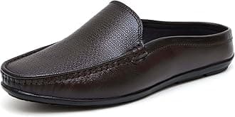 ARAMISH Men's Genuine Leather Back Open Loafers
