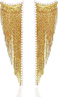 Uncle J Gold/Silver Rhinestone Crystal Long Tassel Dangle Earrings-Fringe Chain Chandelier Drop Earrings for Women, Wedding, Gifts