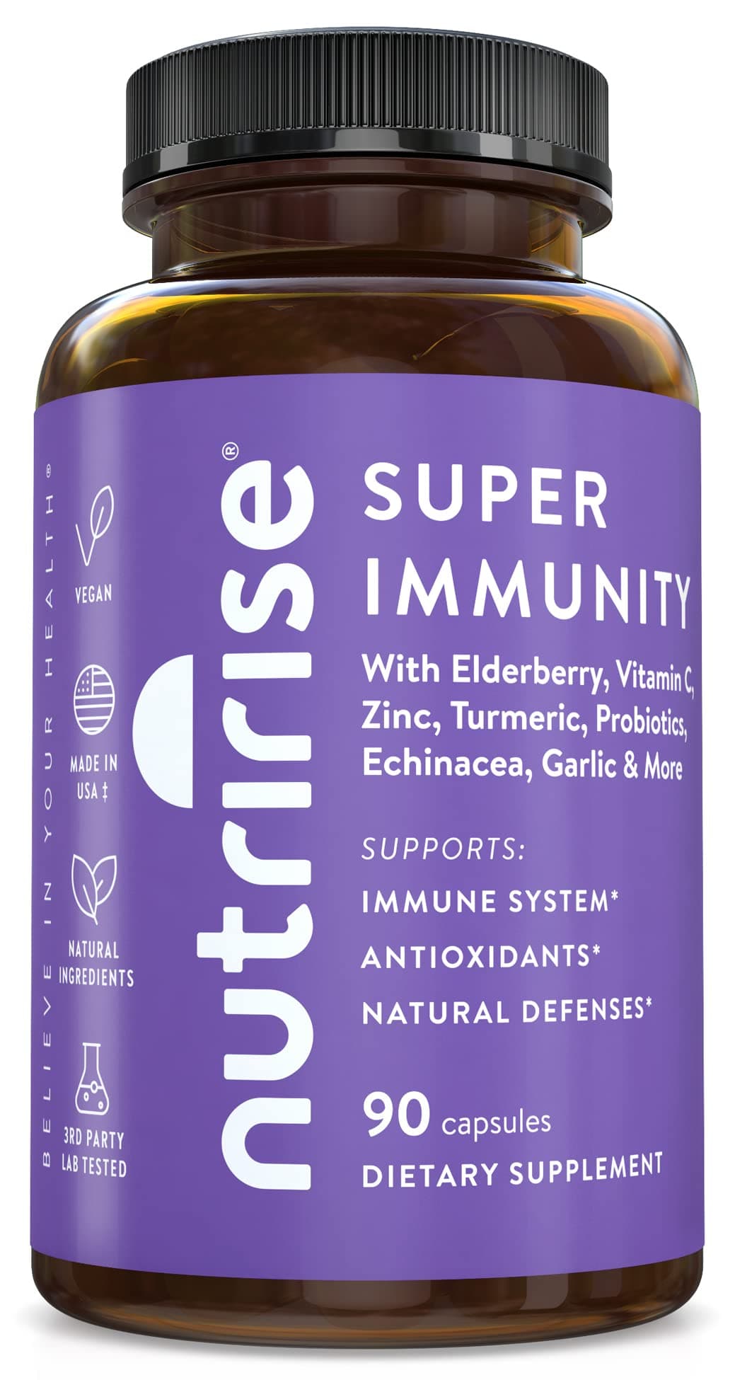 Immunity Complex Immune Support Supplement with Vitamin C, E, B6, Zinc, Turmeric Curcumin, Elderberry, Echinacea, 7.2 Billion CFU Probiotics for Gut Health, 90 Count