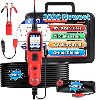 Autel PowerScan PS100 Automotive Circuit Tester 2.0, 12-24V Power Circuit Probe Tool, Electrical Short Open Circuit Finder, AC/DC/Resistance/Component/Signal/Test Light Automotive, 20ft Extension Cord