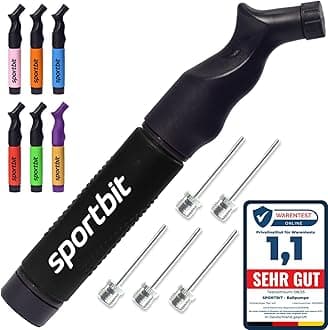 SPORTBIT Ball Pump for Sports Balls - Push & Pull Inflating System - Hand Pump for All Exercise Balls - Volleyball Pump, Basketball Inflator, Football & Soccer Ball Air Pump - Goes with 5 Needles Set
