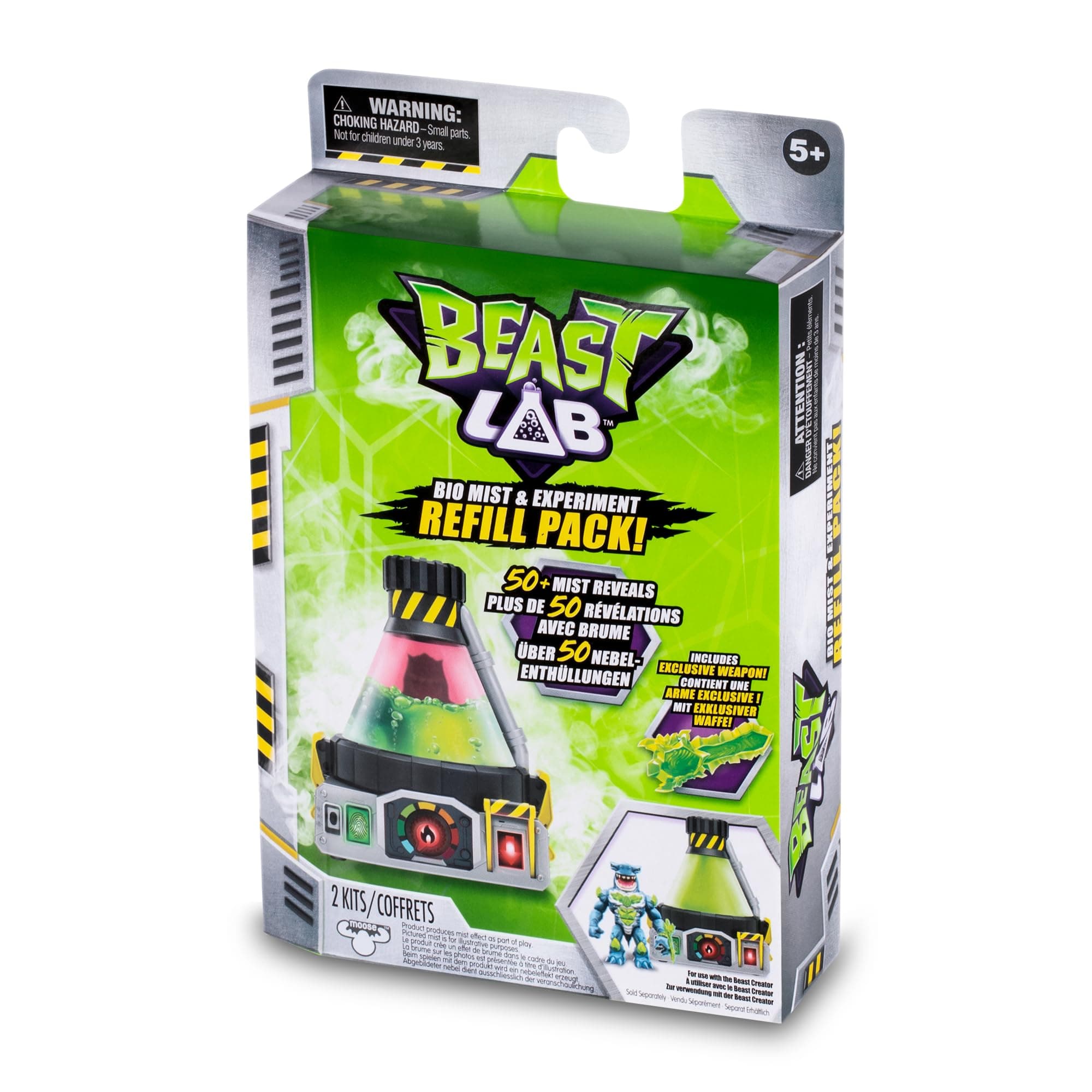 Beast Lab โ 2 Refill Kits, Refill for Bio Beast Experiments Lab, 50 Refills to Make Mixes and Effects with The Toy, Includes a Game Accessory, 5 Years