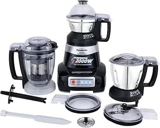 MX-AE390 2000W (MMLW) Mixer Grinder (Black) | 3 Jars – 2 Stainless Steel Multipurpose + 1 Juicer | Heavy Duty Motor | 2 Years Product Warranty + 5 Years on Motor