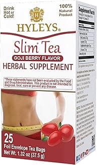 HYLEYS Slim Tea Goji Berry Flavor - Weight Loss Herbal Supplement Cleanse and Detox - 25 Tea Bags (1 Pack)