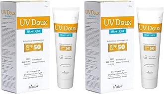 UV Doux Blue Light Tinted Sunscreen Gel SPF 50 PA+++|India’s No.1 Dermatologist Recommended Brand |UVA/UVB & Blue Light Protection, Benzene Free| Matte Finish |Oily & Acne-Prone Skin|50 g (Pack of 2)
