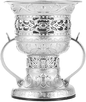 Incense Censer, Bakhoor Burner, Charcoal Incense Burner, Incense Burner with Handle Tongs for Yoga, Spa Aromatherapy (Silver)