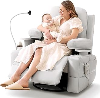 - Lullapod Pro Oversized Rocking Chair Nursery with Adjustable Armrests, Electric Glider Nursing Chair for Breastfeeding, Power Swivel Recliner Chairs, Oeko-TEX & FSC Certified (Off White)