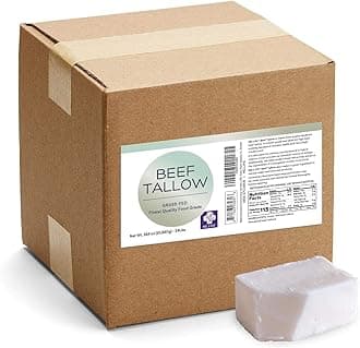 MD.LIFE BEEF TALLOW MD. Life Beef Tallow for Cooking - Food Grade Grass Fed Beef Tallow for Cooking Oil Replacement - 24 Pounds - Pasture Raised Keto Friendly Beef Tallow- Used to Make Candles & Soaps