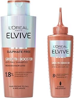 Elvive Growth Booster Shampoo & Serum Set, Anti Hair Loss Shampoo & Serum for Men & Women, with Aminexil, Niacinamide & Ginger Extract, Reduces Hair Loss, 200ml & 102ml
