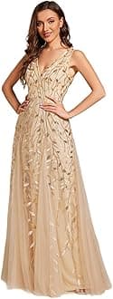 Ever-Pretty Women's Sequin Formal Dress Double V-Neck Sleeveless Mermaid Long Evening Dresses 07886