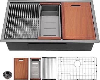Sarlai30x19 Matte Black Undermount Workstataion Kitchen Sink