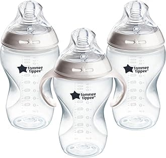 Tommee Tippee Natural Start Baby Bottle, 11oz, Thicker Feed, Breast-Like Nipple for Babies 6 Months+, Clear, 3 Count