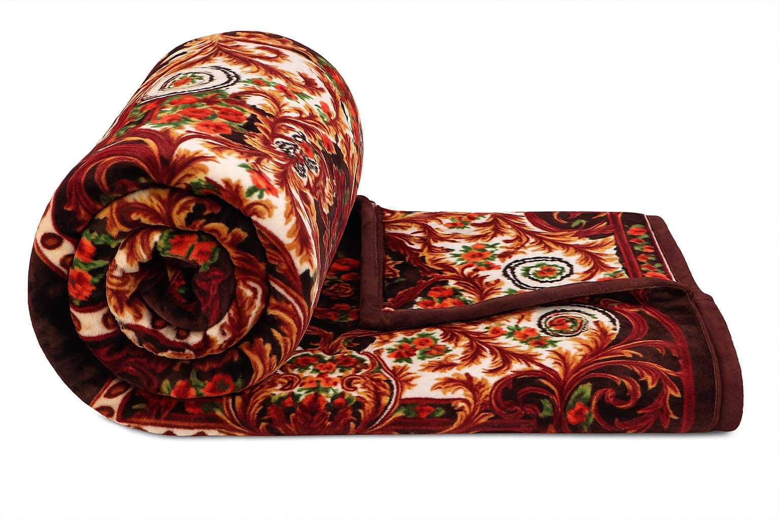 VAS COLLECTIONS® Premium Soft Mink Blanket 2500g – Luxurious Plush Fleece, Warm & Cozy Heavy Winter Blanket for King Size Double Bed 220 x 230 cm, Sofa & Couch (Brown & Red, Double Bed (2.5 Kg))