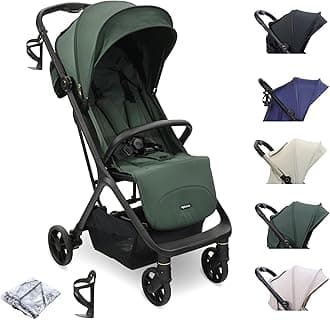 MBX7 Autofold Stroller – from Birth to 4 Years (22kg), Foldable & Compact, Lightweight, Travel Buggy for Toddlers, Pushchair Includes Rain Cover - Forest Green