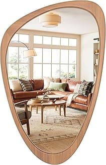 WallBeyond Asymmetrical Mirror, Irregular Wall Mirror, Wall Mirrors Decorative for Bedroom Living Room Entryway Hall, Wood Mirror for mid Century Modern Decor 36" H x 23" W