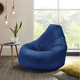 Adult Highback Beanbag Chair - Large Water-Resistant for Indoor and Outdoor Use - Lounge or Gaming Chair - Manufactured in UK (Blue)