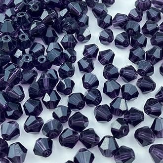 200pcs Bicone Crystal Beads 6mm Crystal Glass Faceted Beads for Necklace Bracelet Earrings DIY Jewelry Crafts Making Supplies(Deep Purple)