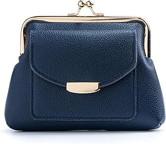 Coin Purse With Credit Card Slot, Kiss Lock Coin Purse for Women, Large Capacity Coin Pouch, Change Purse Cute Car Coin Holder for Women(2-Blue)