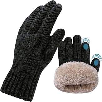 Winter Thermal Touch Screen Gloves for Men With Fleece Lining - Soft Warm Knit for Running Outdoors