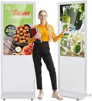 49 Inch Digital Signage Display,Indoor Floor Standing TouchScreen Advertising Display Kiosk Android System,Commercial LCD Totem Support HDMI-in,Free Customization Stickers and CMS System(White)